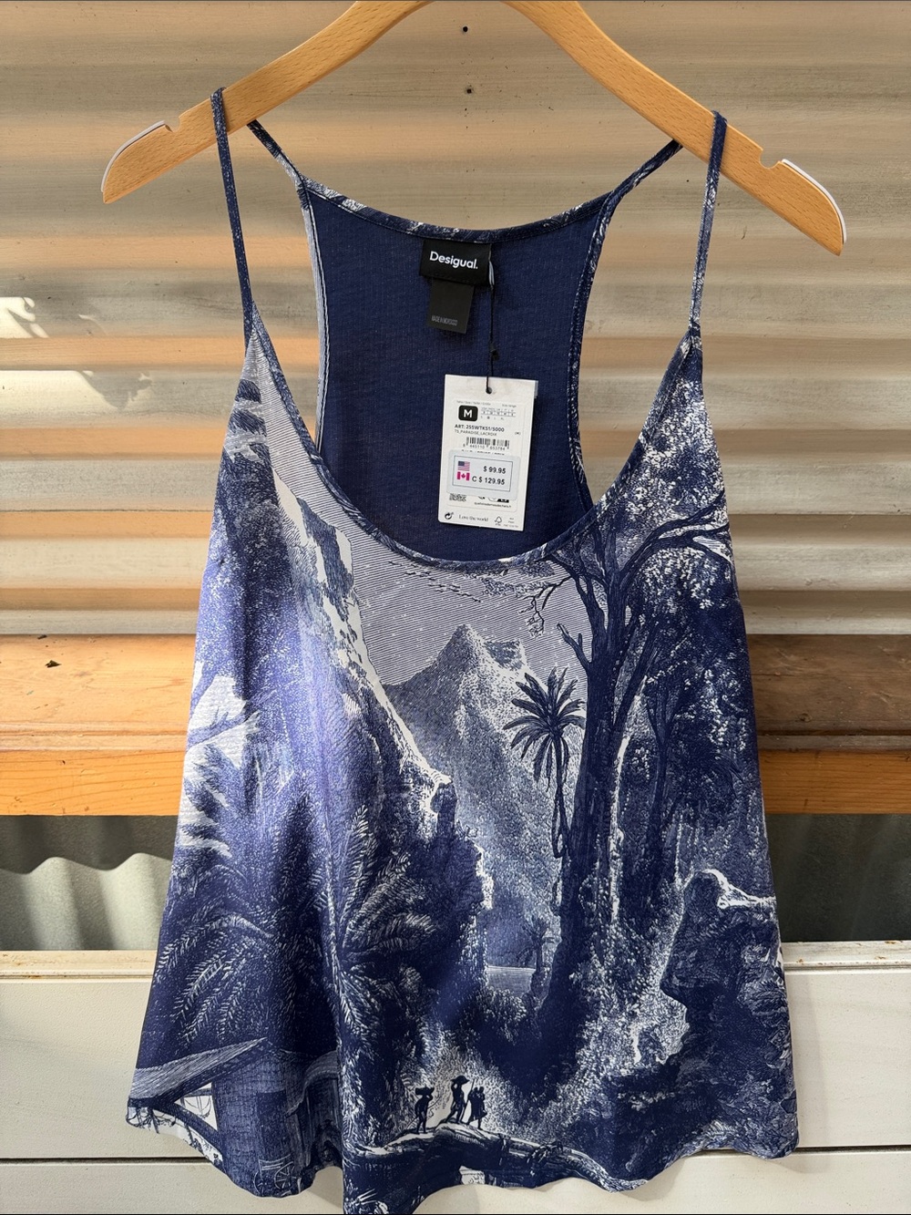 Desigual Navy and White Scenic Print Cami